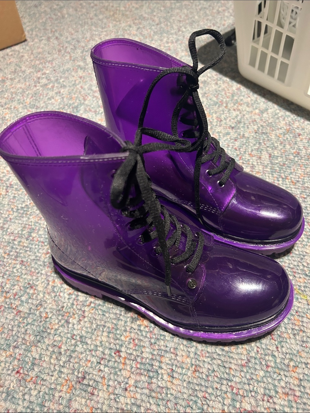 G-SIX WORKSHOP Purple Translucent Lace-Up Women's Rain Boots